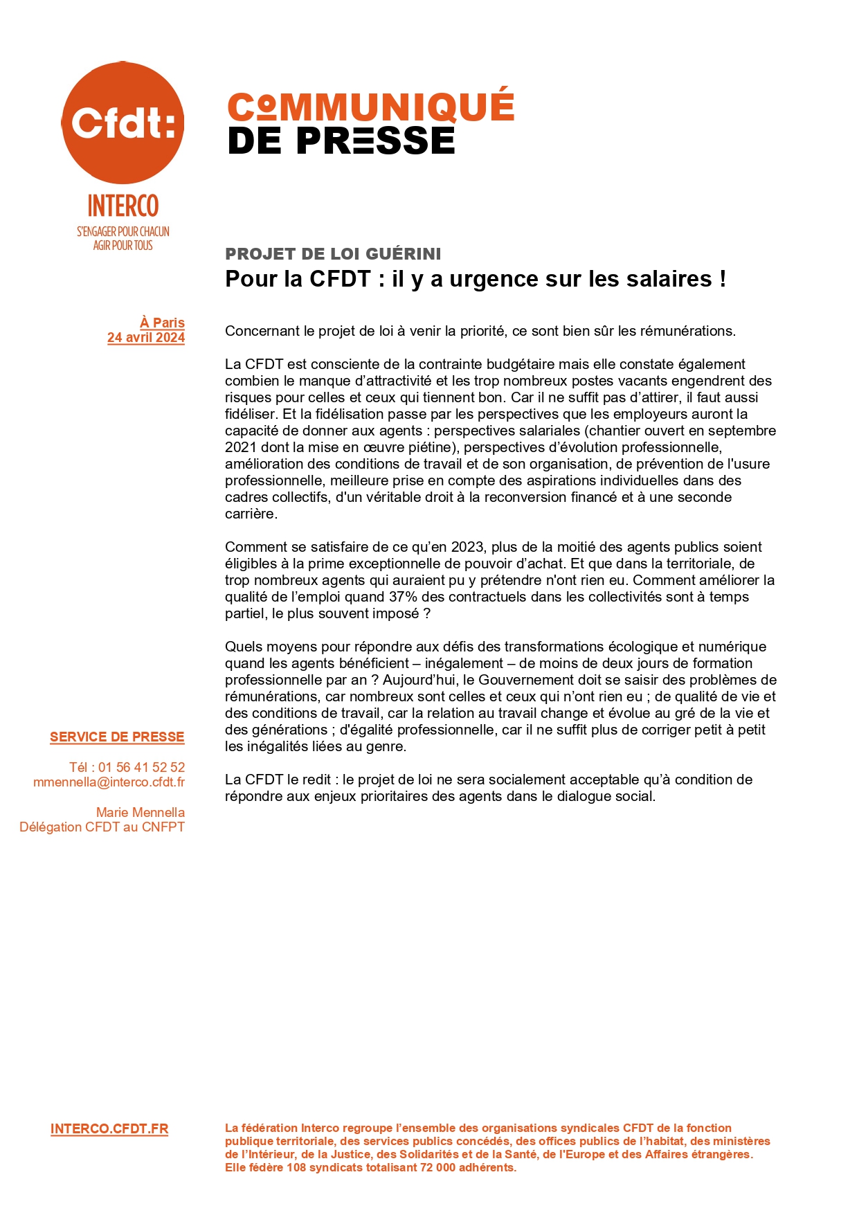 Projet de loi Guérini&nbsp;: pour la CFDT, il y a urgence sur les salaires&nbsp;!