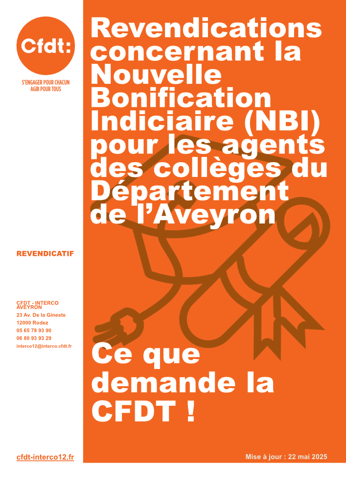 Revendications concernant la Nouvelle Bonification Indiciaire (NBI) pour les agents des collèges du Département de l’Aveyron